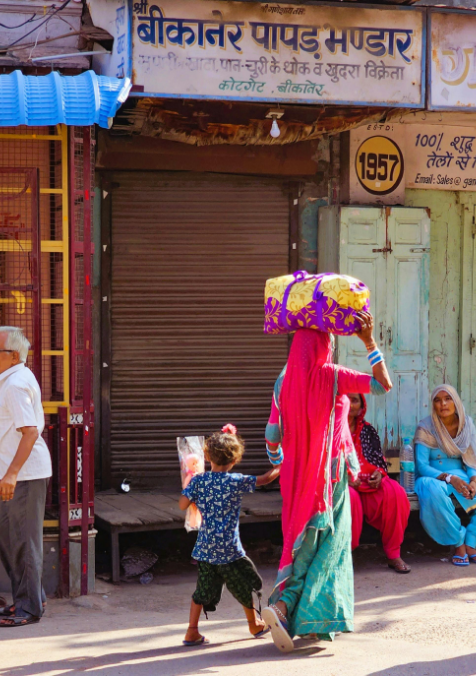 Colorful Street Scene in Bikaner,